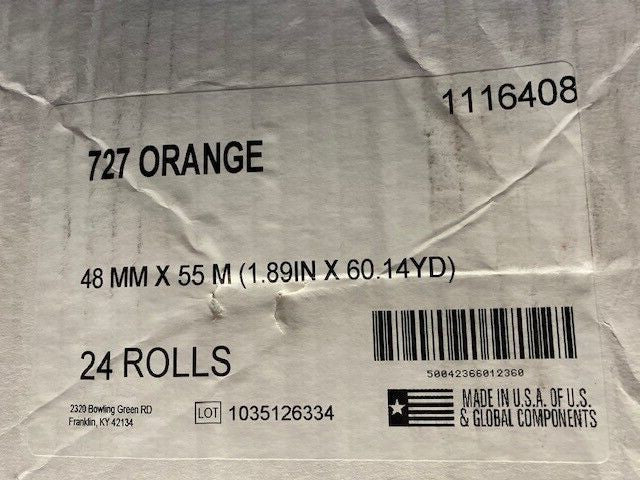 24 ROLLS Polyken 727 Multi-Purpose Pe Film Tape 48MM X 55M Orange - Pinked Edge