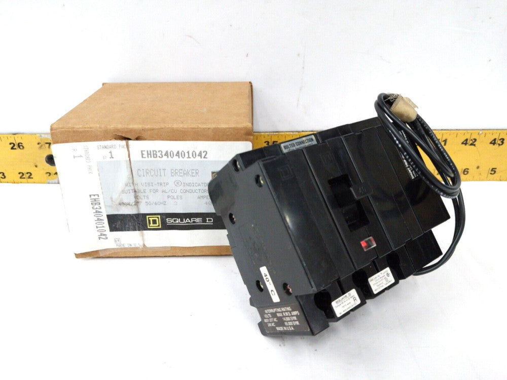 NEW SQUARE D 40 AMP BOLT ON CIRCUIT BREAKER W/SHUNT TRIP 3P 480 VAC EHB340401042