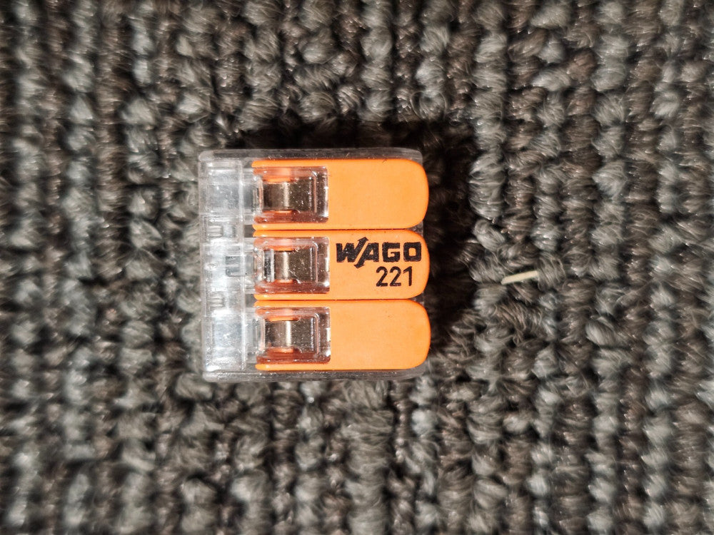 (QTY 20) Wago 221 3-Port Lever Nuts / Fast Wire Cable Connectors 12-24AWG