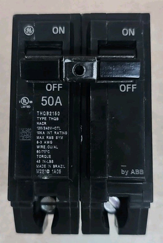 New Take Out General Electric THQB2150 Circuit Breaker 50A 2-Pole 120/240V NNT
