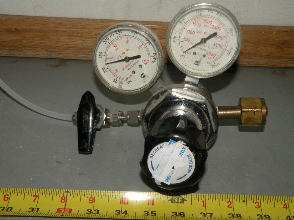 GPT 270B 3000Psig Regulator for Inert Gases w Swagelok SS-43S4 Valve & Tubing