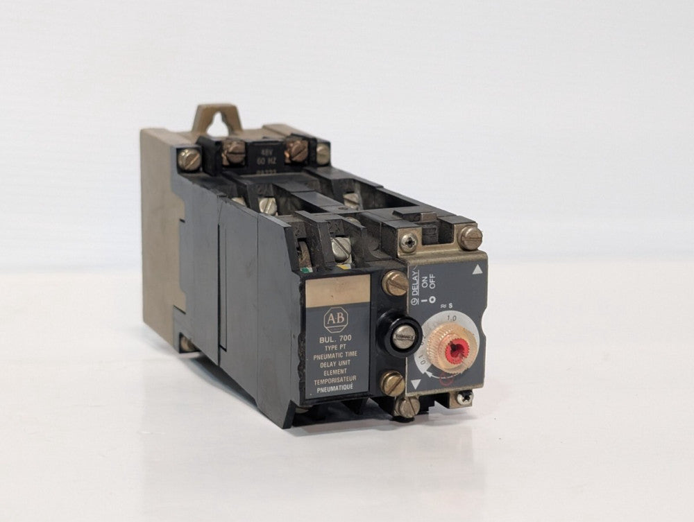 Allen Bradley 700-PT Ser. B Pneumatic Time Delay Unit w/ 700-P600A48 AC Relay
