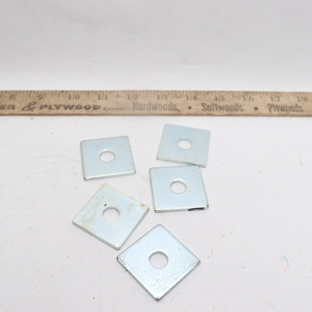 (5-Pk) Square Washer Zinc Plated Steel 1-1/2" Width x 3/8" 99041A146