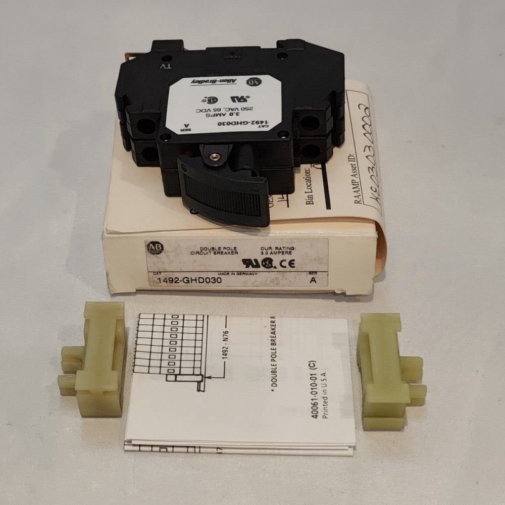 Allen Bradley 1492-GHD030 Double Pole Circuit Breaker 3A SER A 