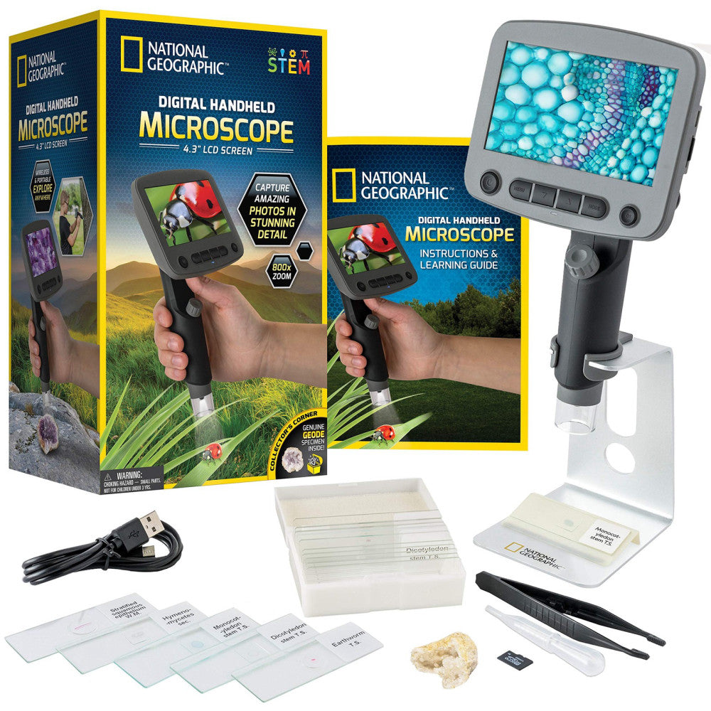National Geographic Digital Microscope for Kids – 40-Piece Handheld Microscop...