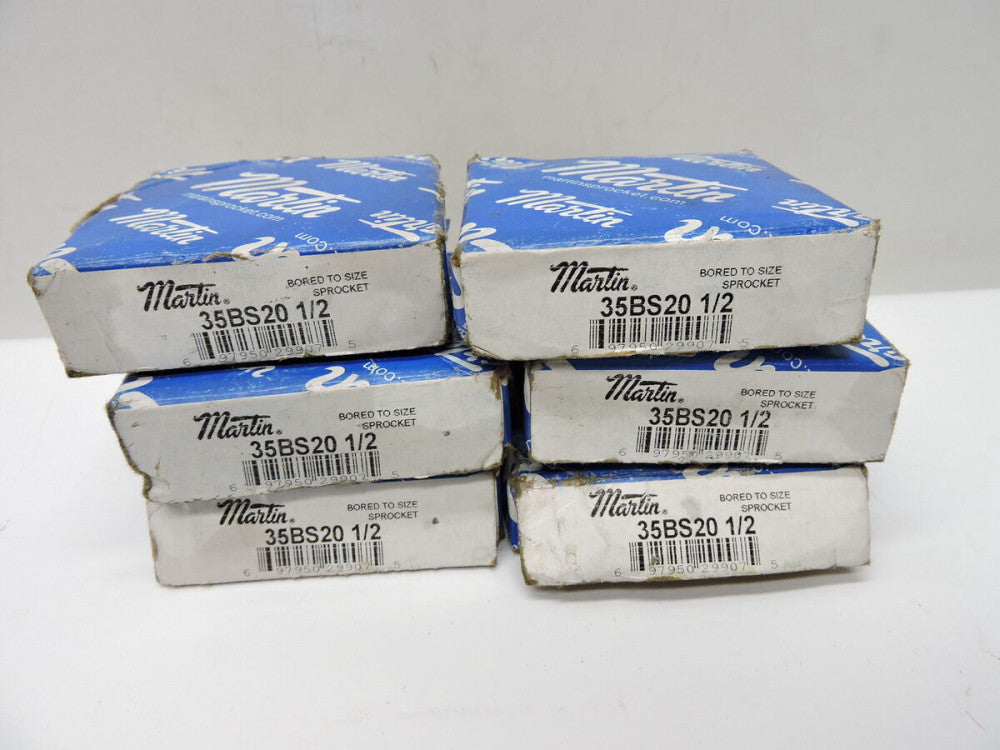 (Lot of 6) - NEW MARTIN 35BS20 1/2 SPROCKET, 1/2" BORE, 35BS20-1/2