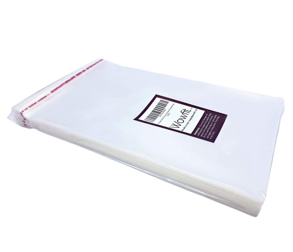 100 Count 6x9 Inch Clear Cellophane Plastic Bags, Resealable Self-Sealing Cel...