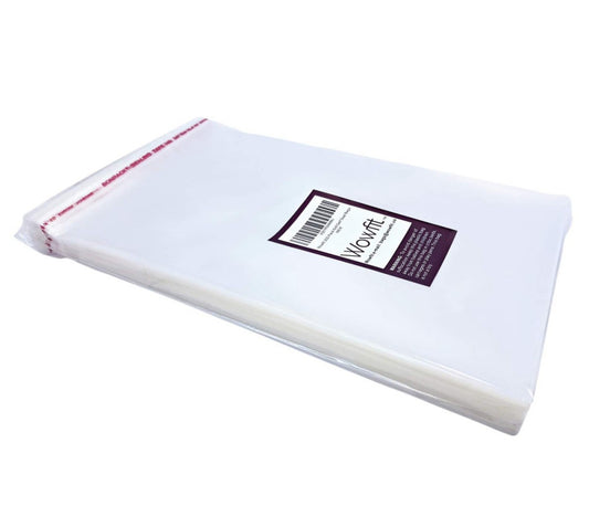 100 Count 6x9 Inch Clear Cellophane Plastic Bags, Resealable Self-Sealing Cel...