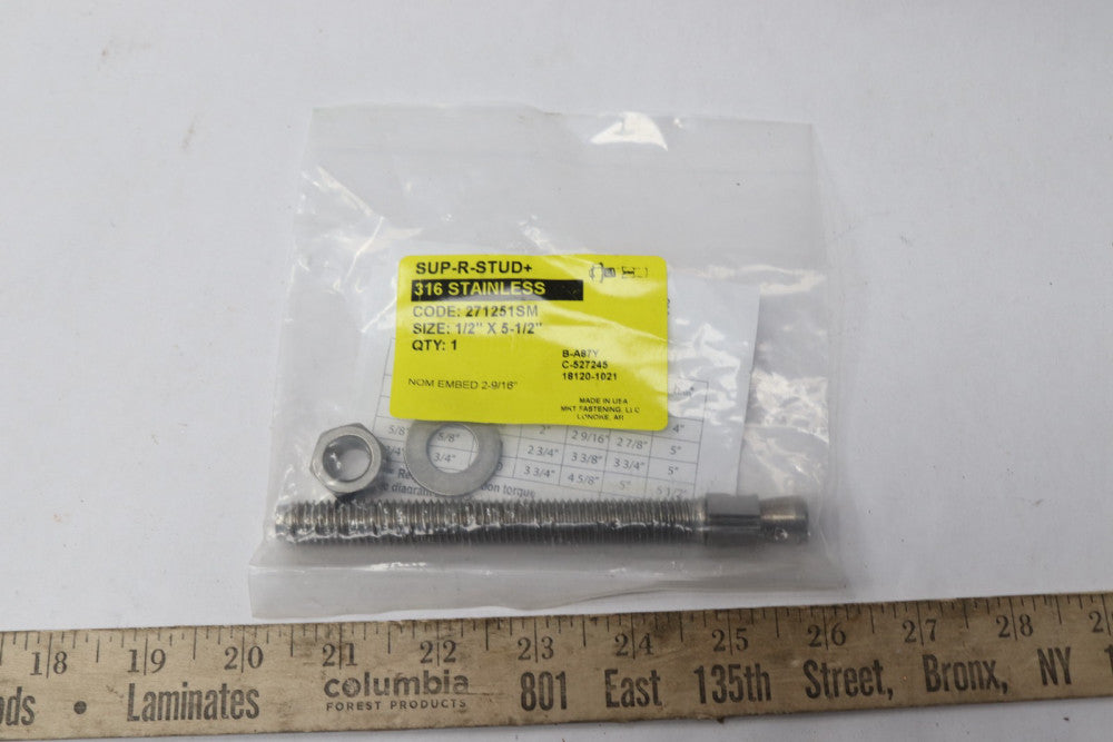 Stud 316 Stainless Steel 1/2" x 5-1/2" 271251SM