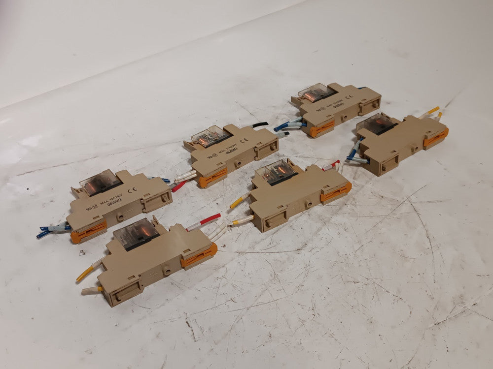 Omron G2R-1-S 120VAC SPDT relays on DIN-rail sockets 10A 250VAC, lot of 6