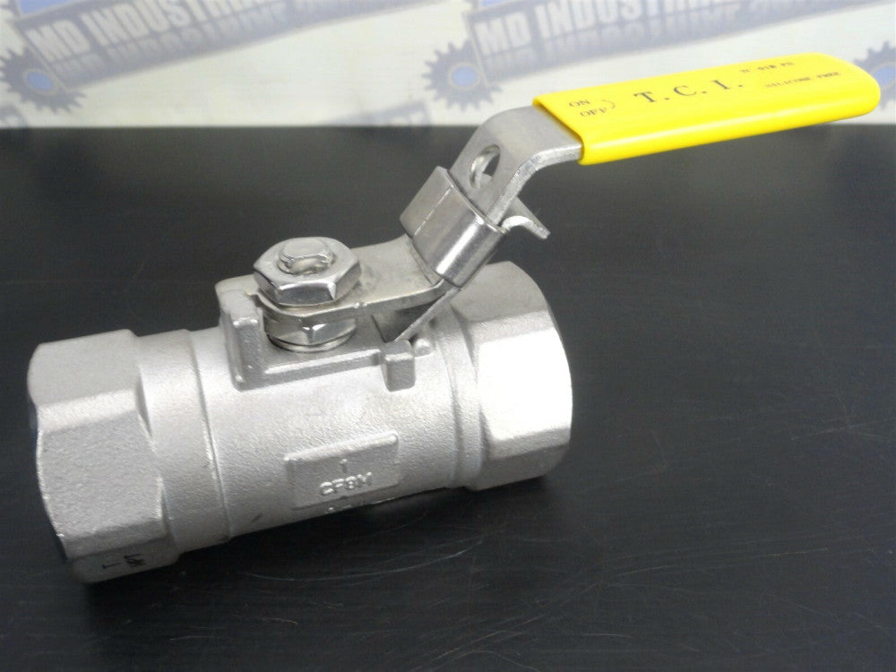 T.C.I. - 1" BALL VALVE - 316 SS, 2000 WOG, CF8M/4HI - T NPT Silicone Free (NEW)