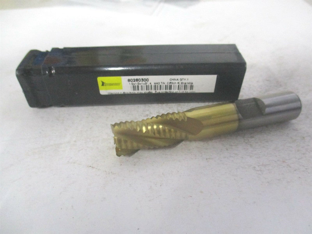(723-6732) 1/2" x 1" x 1/2" x 3" OAL 4 Flute Cobalt Roughing Square End Mill 