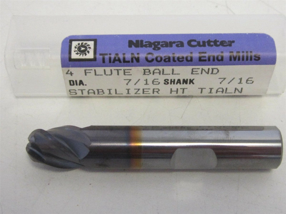 Niagara 57506 Carbide TiAlN 7/16 x 7/16 x 2-1/2 x 7/16 Stabilizer Ball End Mill 