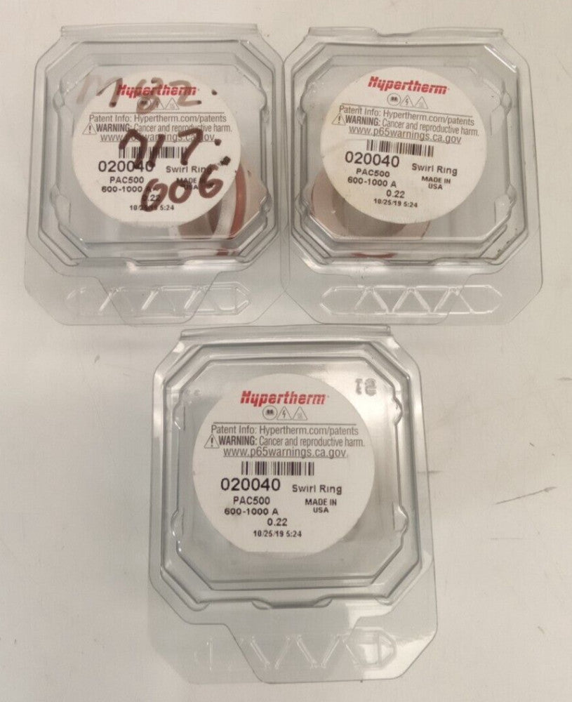 Hypertherm 020040 Swirl Ring .220 (Lot of 3)