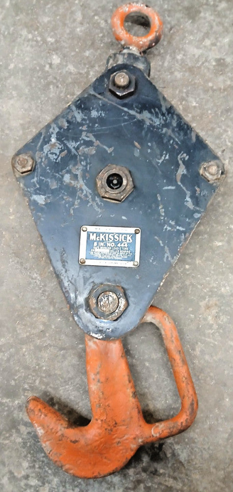 MCKISSICK 8" NO. 444 SNATCH BLOCK  2 TON CAPACITY WIRE ROPE SIZE 3/4"