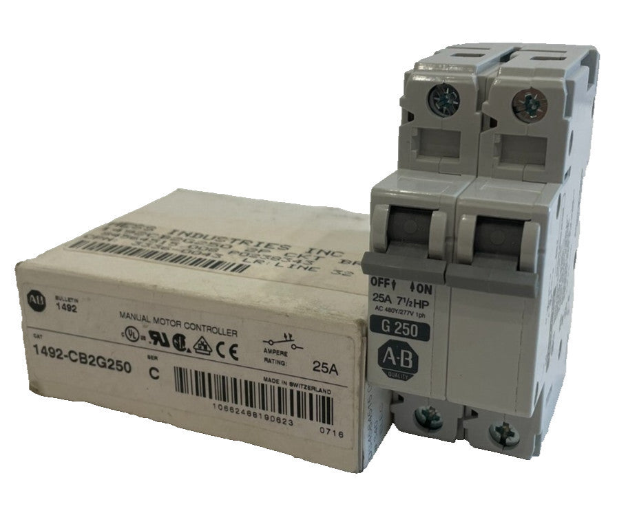 A / B 1492-CB2G250 MANUAL MOTOR CONTROLLER SER. C 1492CB2G250 NEW, SURPLUS
