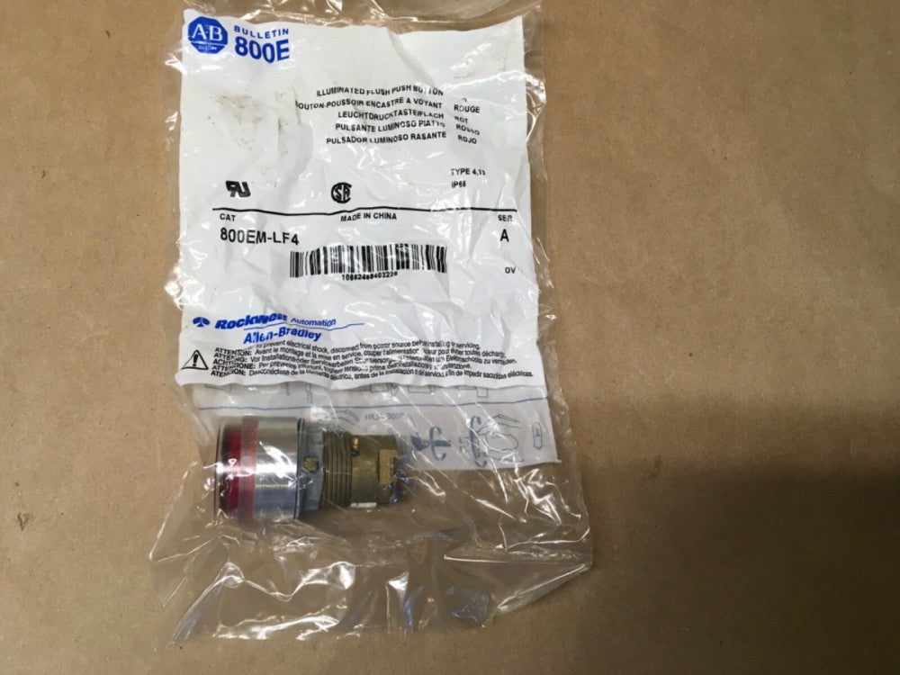 Allen Bradley 800EM-LF4 Series A Illuminated Push Button, Red, Flush (KB)