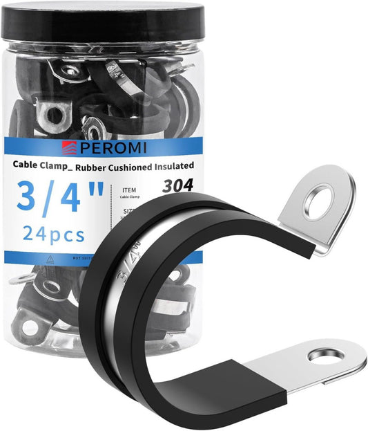 24PCS 3/4" Cable Clamps with updated cable clamp-3/4"(19mm) 24pcs, Black 
