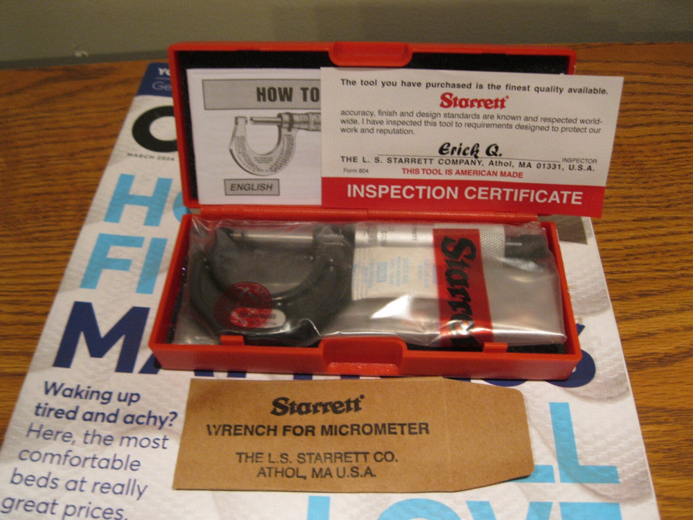 STARRETT 436.1XRL-1 MICROMETER CARBIDE TIPS .001 MACHINIST TOOLS READ