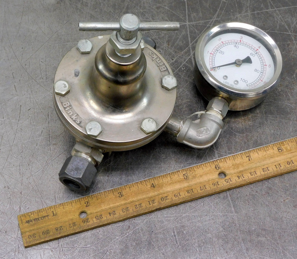 Binks 84-501 Back Pressure Fluid Valve 1/2" NPT w/ Pressure Gauge