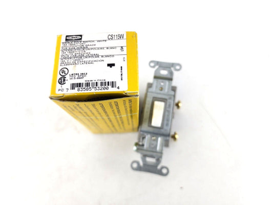 1pc HUBBELL CS115W Commercial Grade Toggle WHITE 15A 120-277VAC 1-POLE
