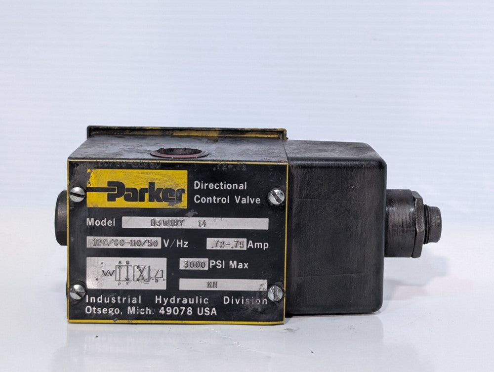 Parker D3W1BY-14 Directional Control Valve, Single Solenoid, 4-Way, 4500psi max