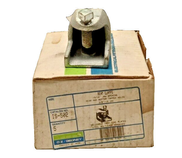 5) NEW O-Z-GEDNEY IS-502 BEAM CLAMPS 15/16" JAW OPENINGS 3/8"-16 UNC  LOT OF 5