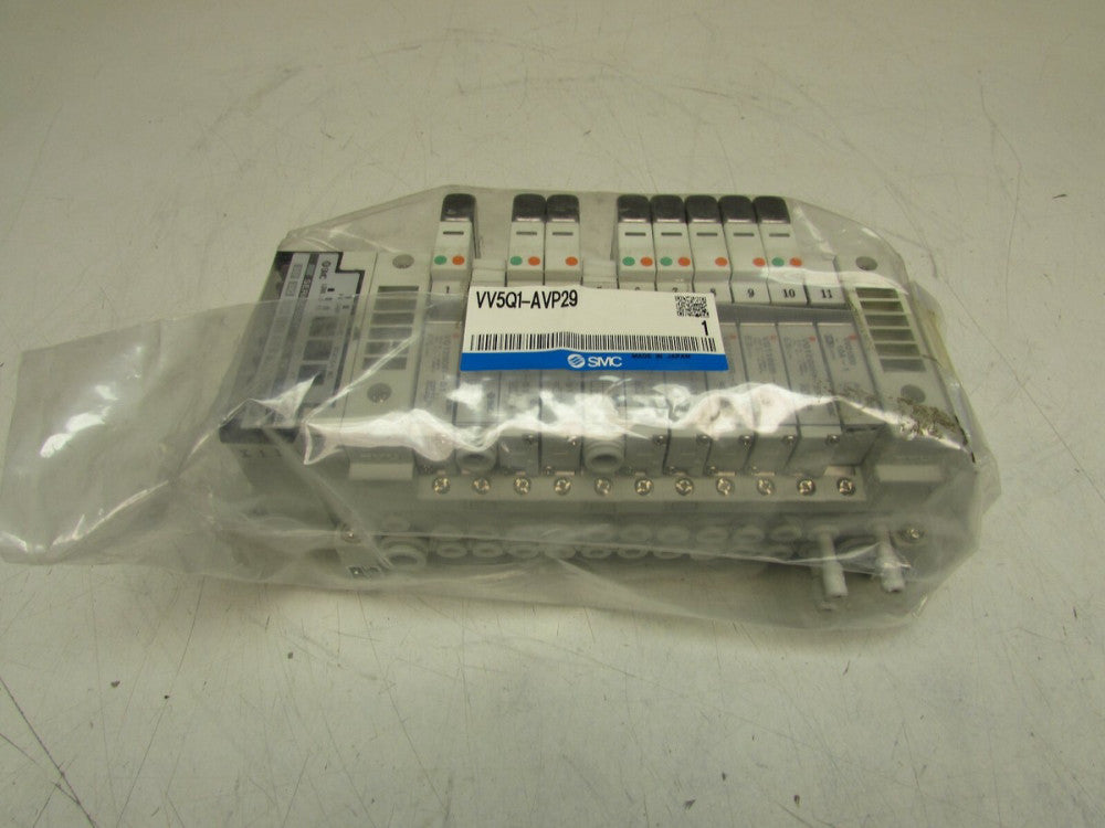 SMC VV5Q1-AVP29 ,PNEUMATIC MANIFOLD, W/11 VALVES & EX120-SMJI, NEW! MAKE OFFER!