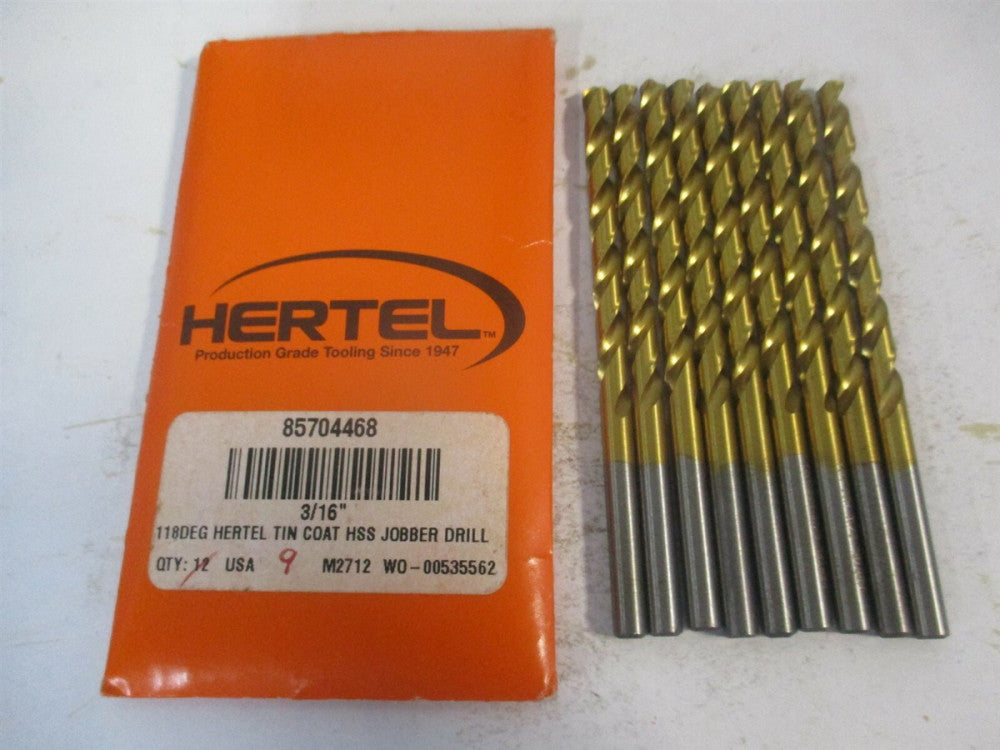 (85704468) 3/16" x 3-1/2" OAL 118° High Speed Steel Jobber Drill - Pack of 9