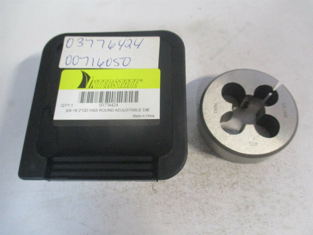 (314-1366) 5/8-18 UNF 2" OAL High Speed Steel RH Round Adjustable Die 
