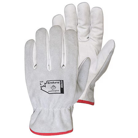 Endura 378Sb-M Leather Drivers Gloves, Safety, White, M, 12 Pk