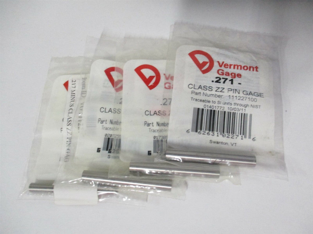 Vermont Gage (111227100) 0.271" Diam Class ZZ Minus Plug & Pin Gage - Lot of 4