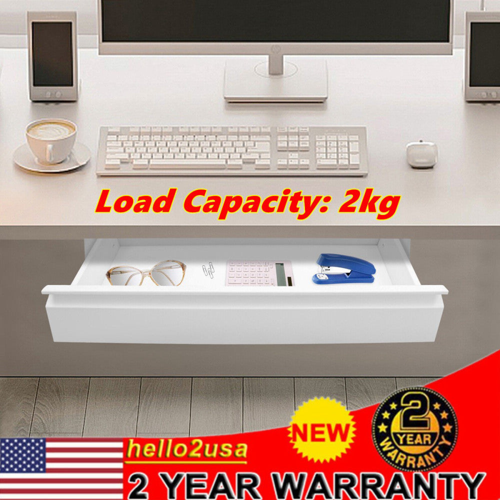22" Desk Drawer Organizer Tray, Slide Out Office Under Desk Organizer Tray White