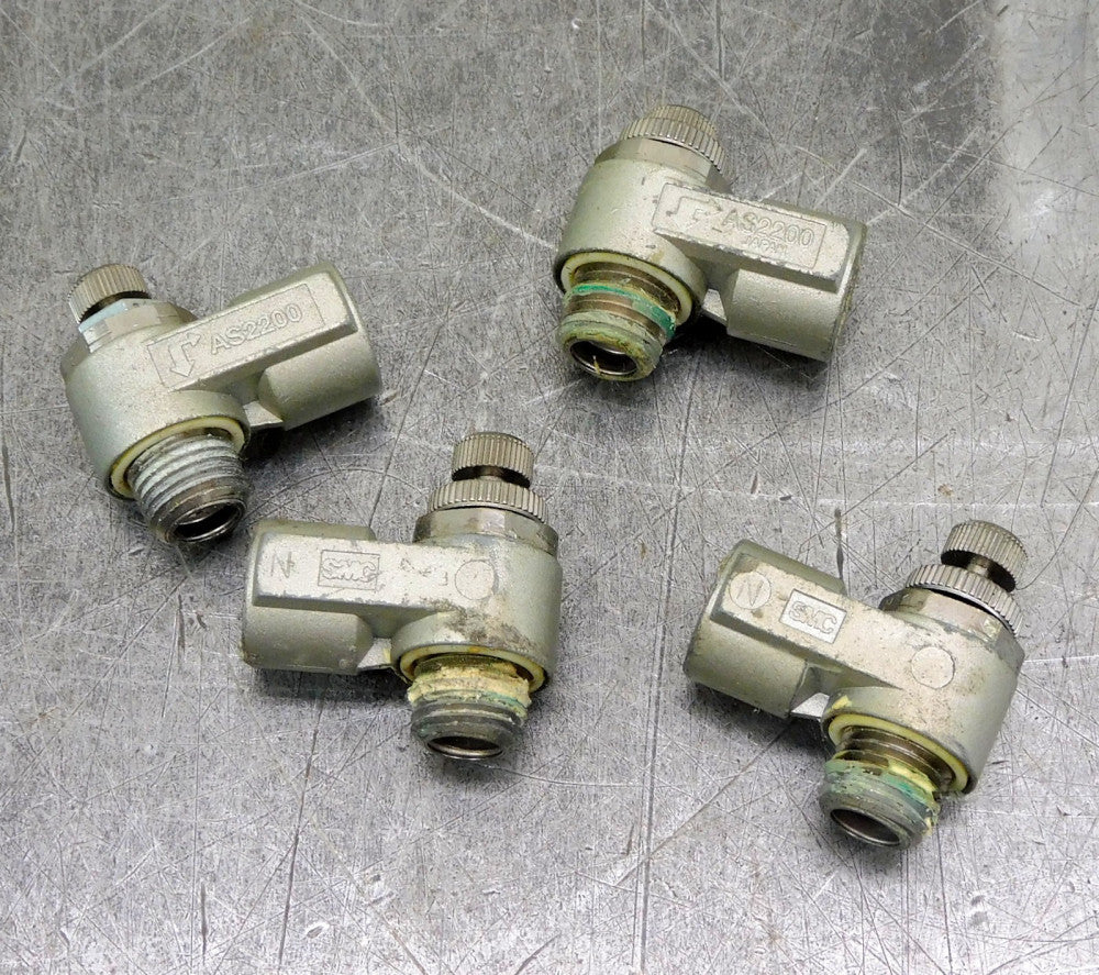 SMC AS2200 Flow Speed Control 1/4" NPT Lot of Four (4)