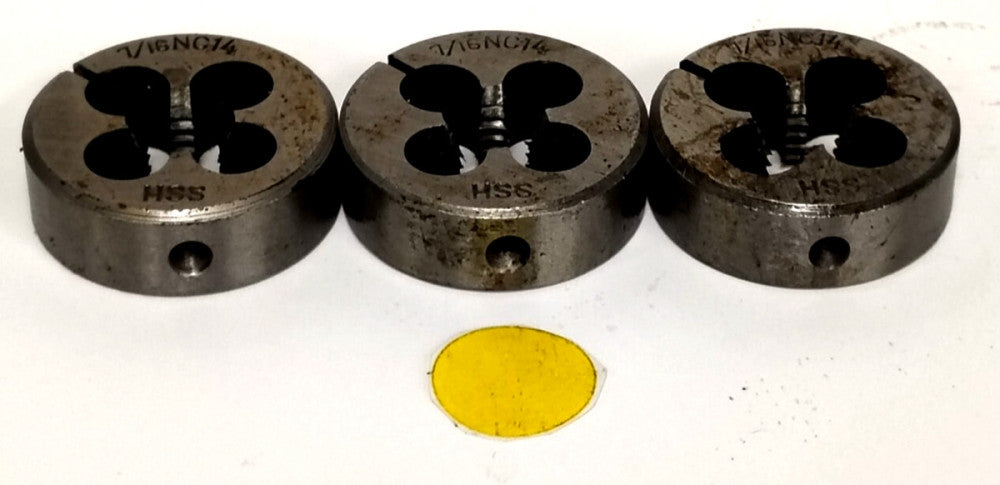 UNBRANDED 7/16" NC14 STEEL THREADING DIE TOOL ****LOT OF 3****