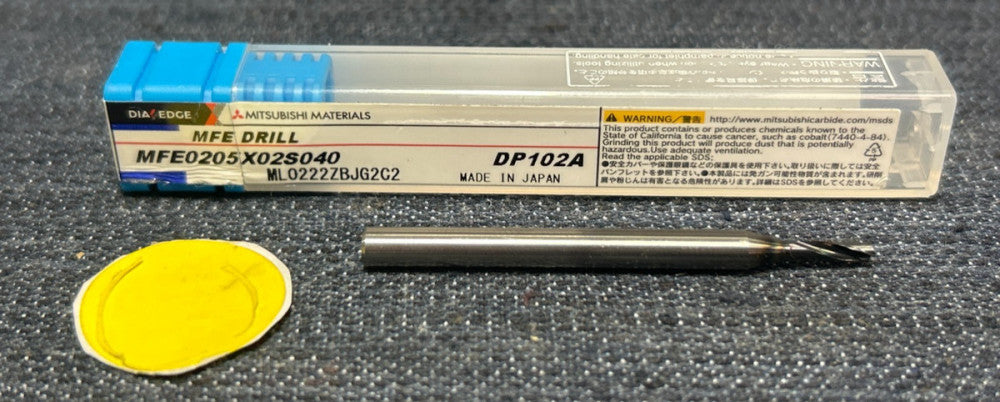 MITSUBISHI MFE DRILL MFE020X02S040 DP102A CUTTING  2 FLUTE