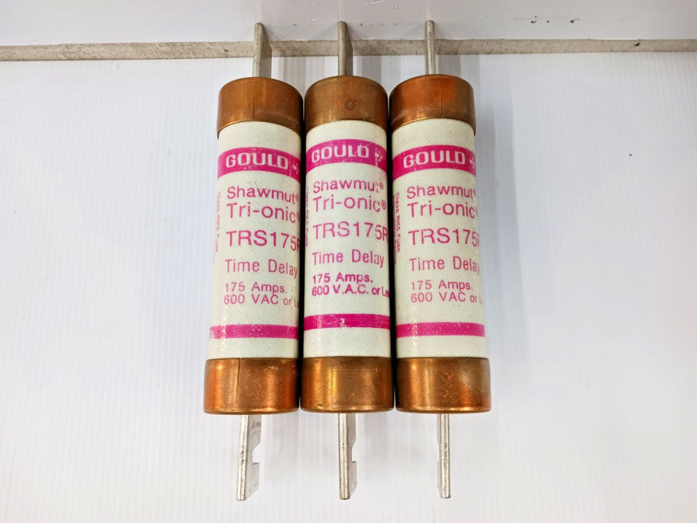 LOT OF THREE) GOULD SHAWMUT 175 AMP TIME-DELAY CLASS RK5 FUSE 600 VAC TRS175R