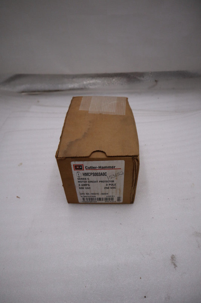 NEW OPEN BOX EATON CUTLER HAMMER HMCPS003A0C 3POLE 600V 3A CIRCUIT BREAKER H1033