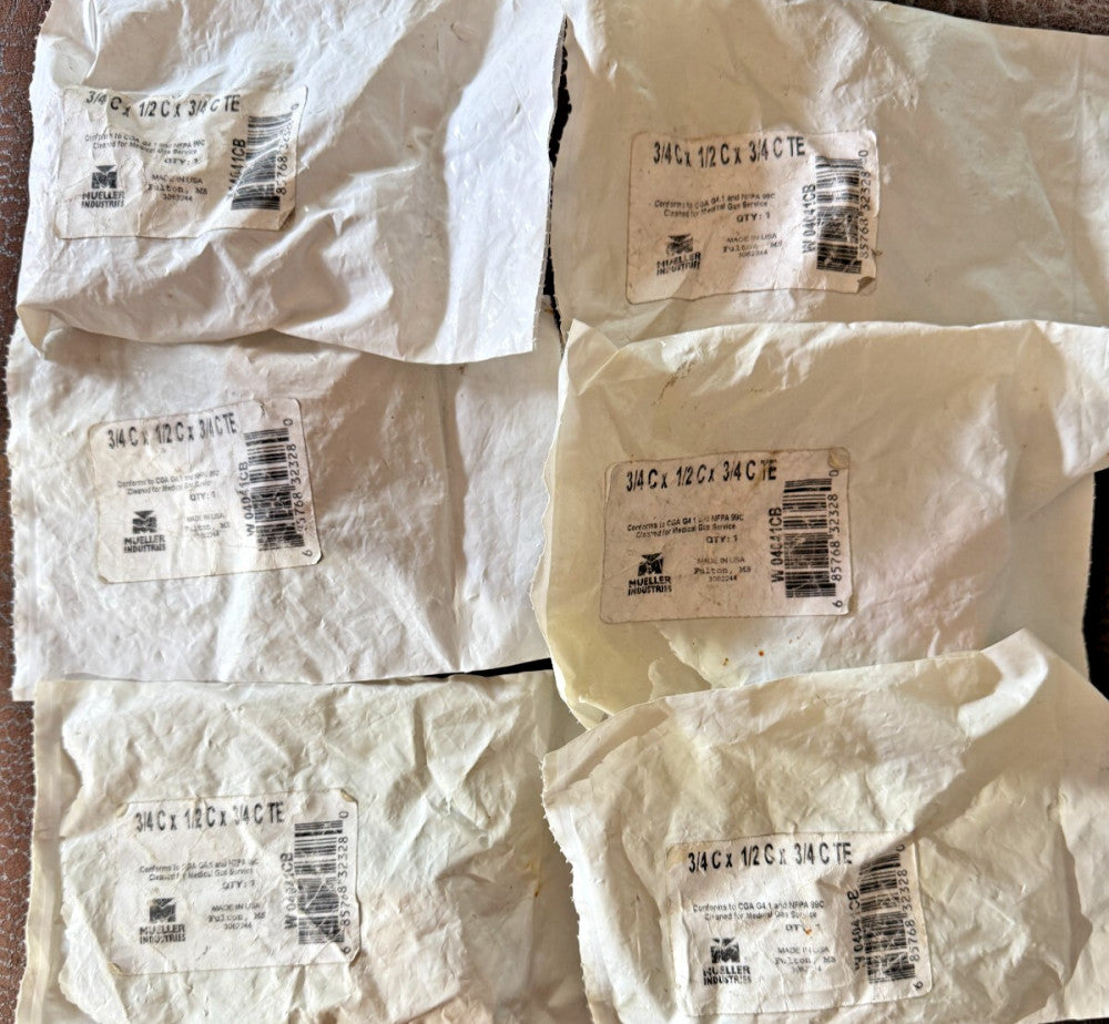 (Lot of 6) 1-Pack Mueller Female Reducing Tee 3/4 C x 1/2 C x 3/4 W04041CB