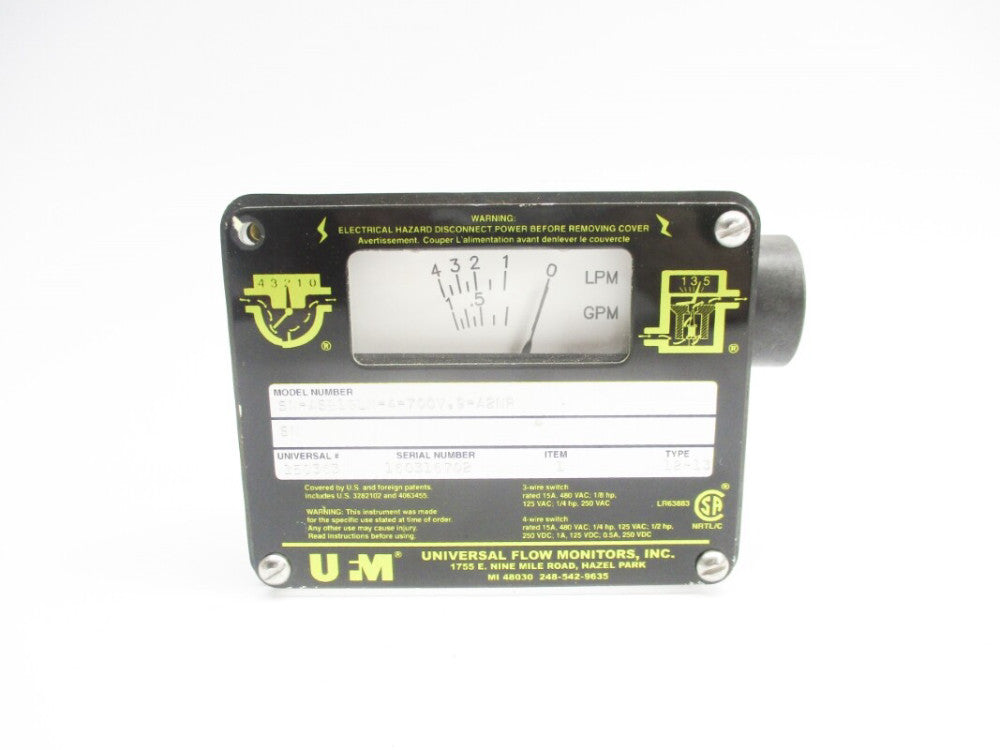 UNIVERSAL FLOW MONITORS SN-ASB1GLM-4-700V.9-A2NR 15A 480VAC NSNP