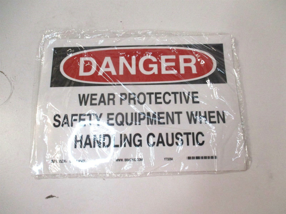 Brady (84461) 7 x 10 Wear Protective Safety Equipment When Handling Caustic Sign