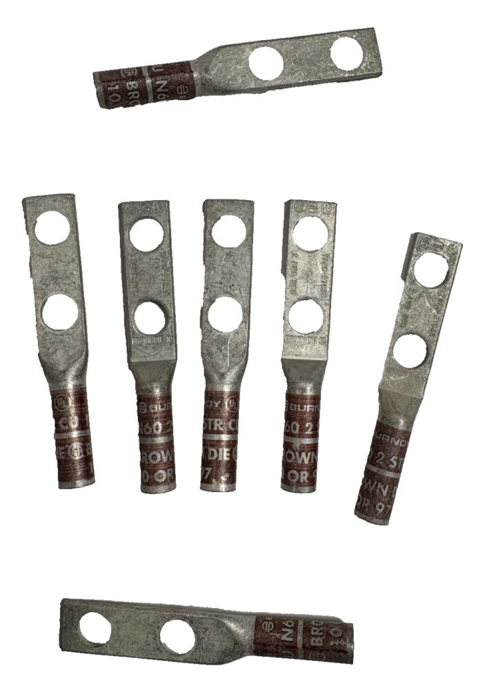 BROWN TWO-HOLE LUG COMPRESSION CONNECTOR, LONG BARREL