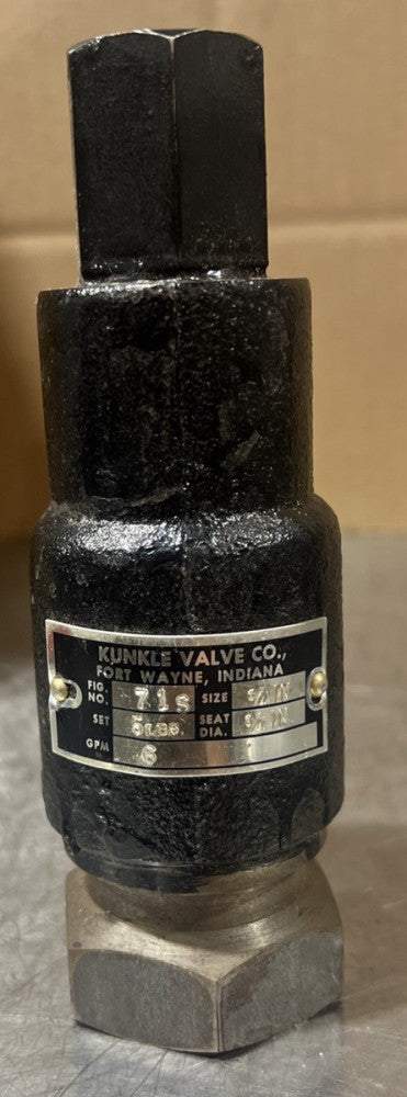 Kunkle 71S Steel Threaded Relief Valve Nos Surplus No Original Box