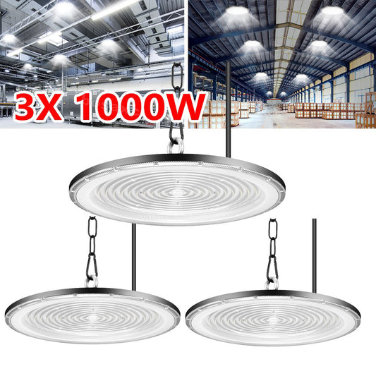 3Pack 1000W UFO LED High Bay Light Warehouse Industrial LED Shop Light Fixture
