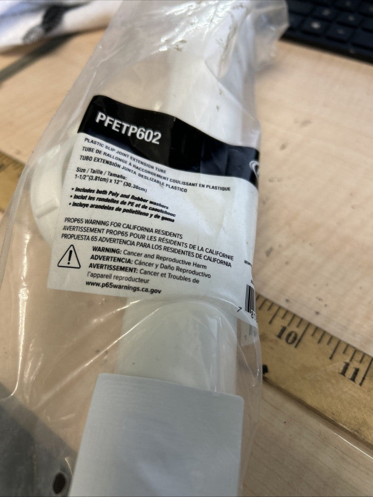 Proflo Slip-Joint Extension Tube Plastic PFETP602 1-1/2" x 12"
