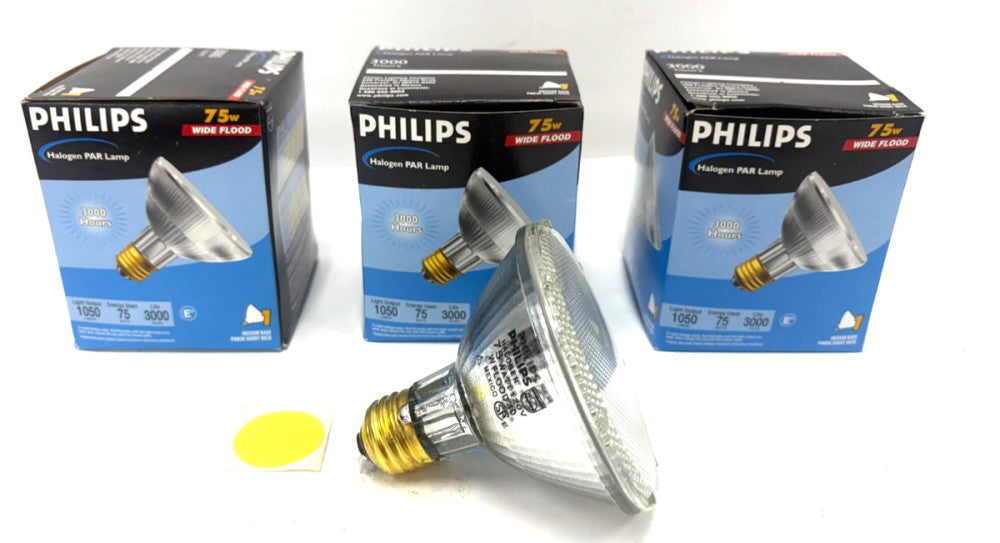 PHILLIPS HALOGEN PAR LAMP FLOOD LIGHTBULBS 75W LOT OF 3