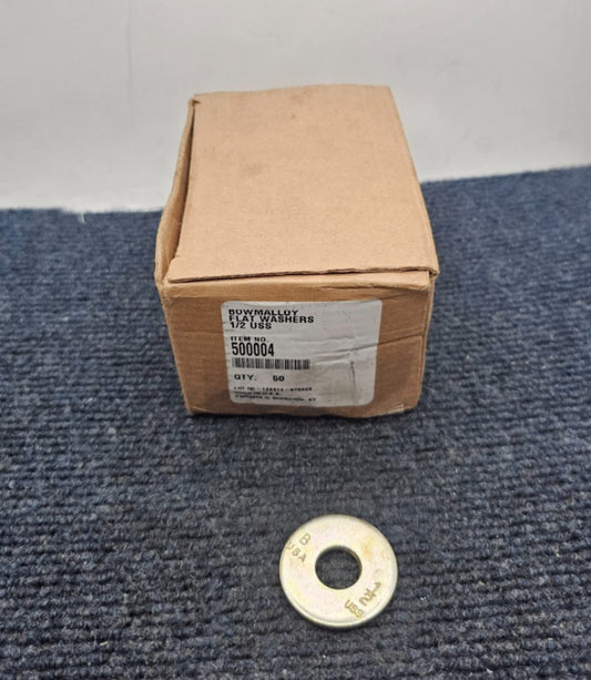 (QTY 50) Bowmalloy 500004 Steel Flat Washers 1/2" USS