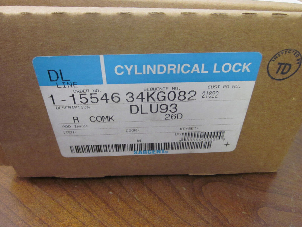 Sargent Studio Collection Cyndrical Lock # 1-15546 34KG082 DLU93 26D RCOMK (NEW)