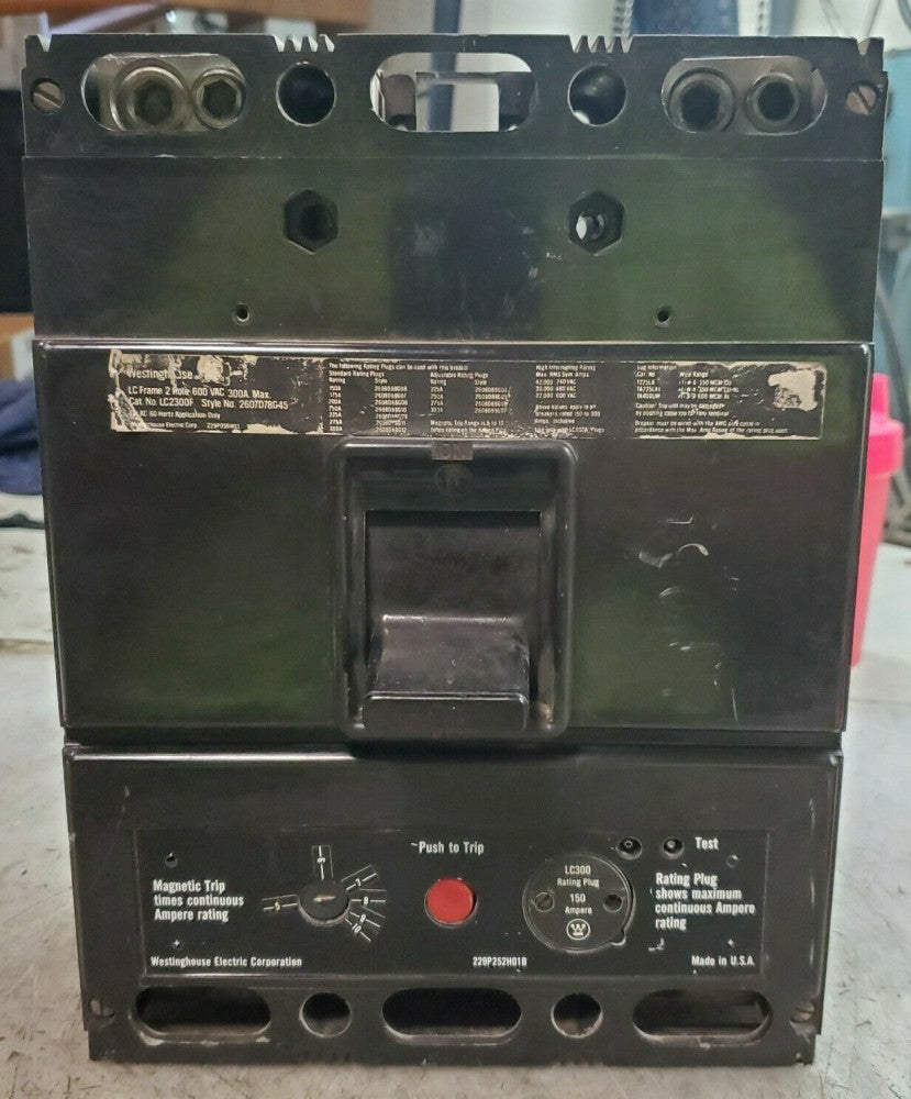 WESTINGHOUSE 300 AMP CIRCUIT BREAKER 600 VAC 2 POLE W/ 150A TRIP  LC2300F
