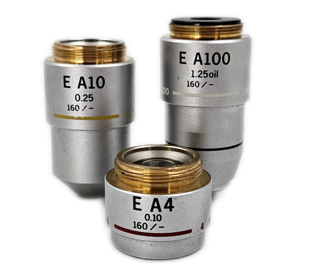 Olympus Microscope Objective Set  E A4, E A10, E A100 oil